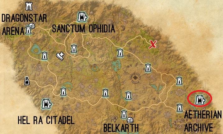 ESO Aetherian Archive Trial Location Map