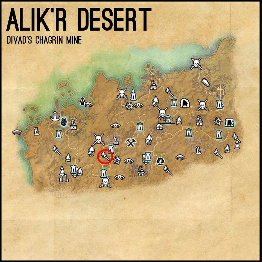 Alik'r Desert Divad's Chagrin Mine location for the Psijic Order ...