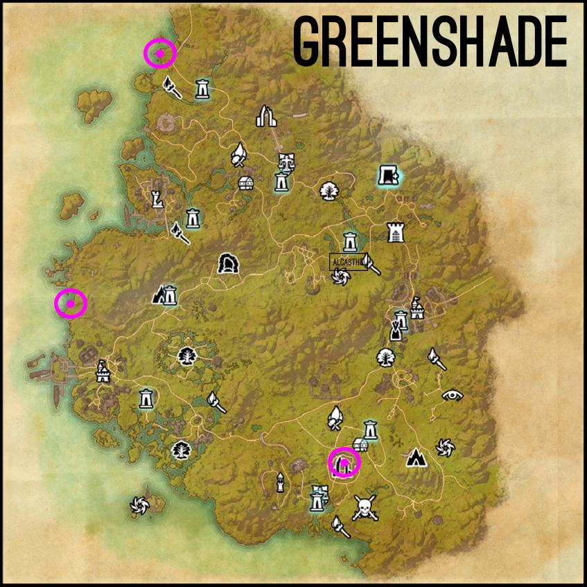 Greenshade Map for the Psijic Order Leveling Guide