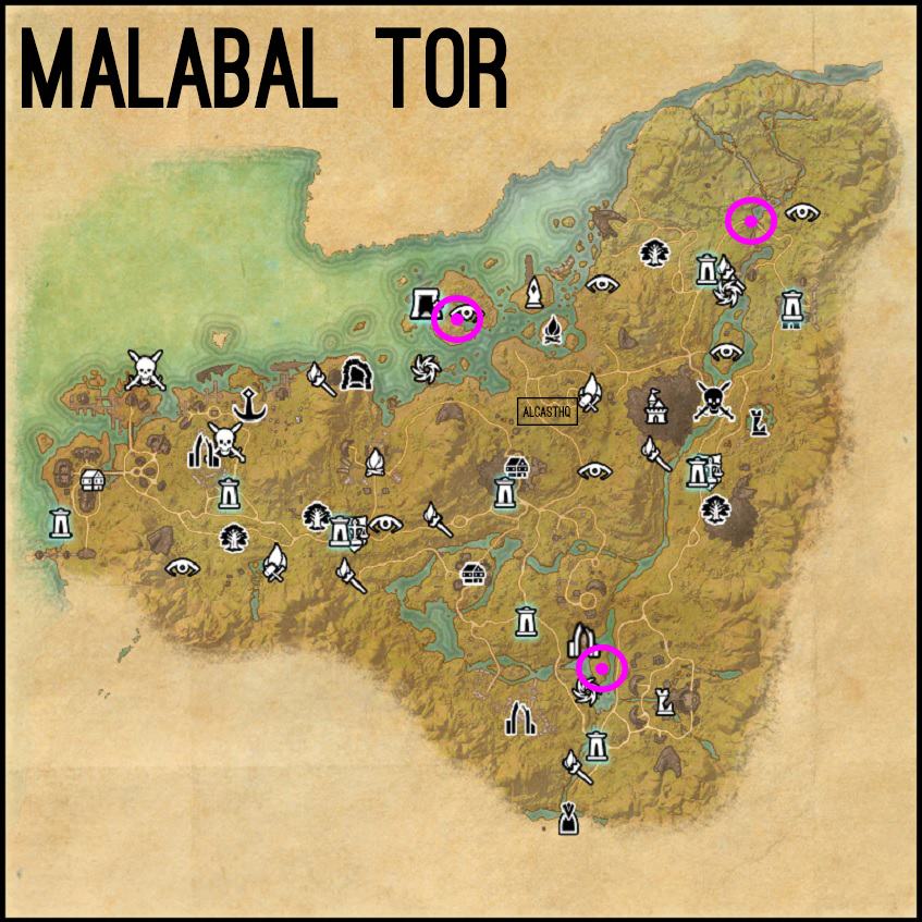 Malabal Tor Map for the Psijic Order Leveling Guide