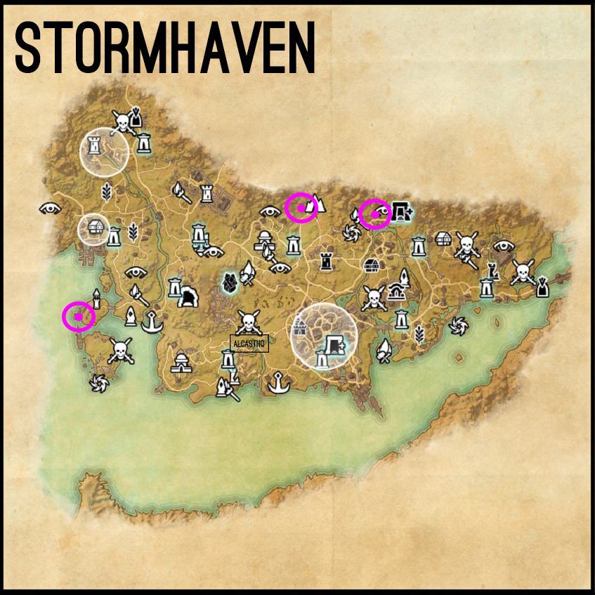 Stormhaven Map for the Psijic Order Leveling Guide