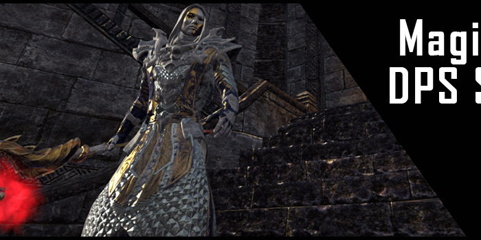 magicka dps sets banner image with a high elf and a weapon