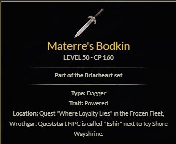 Materre's Bodkin Briarheart
