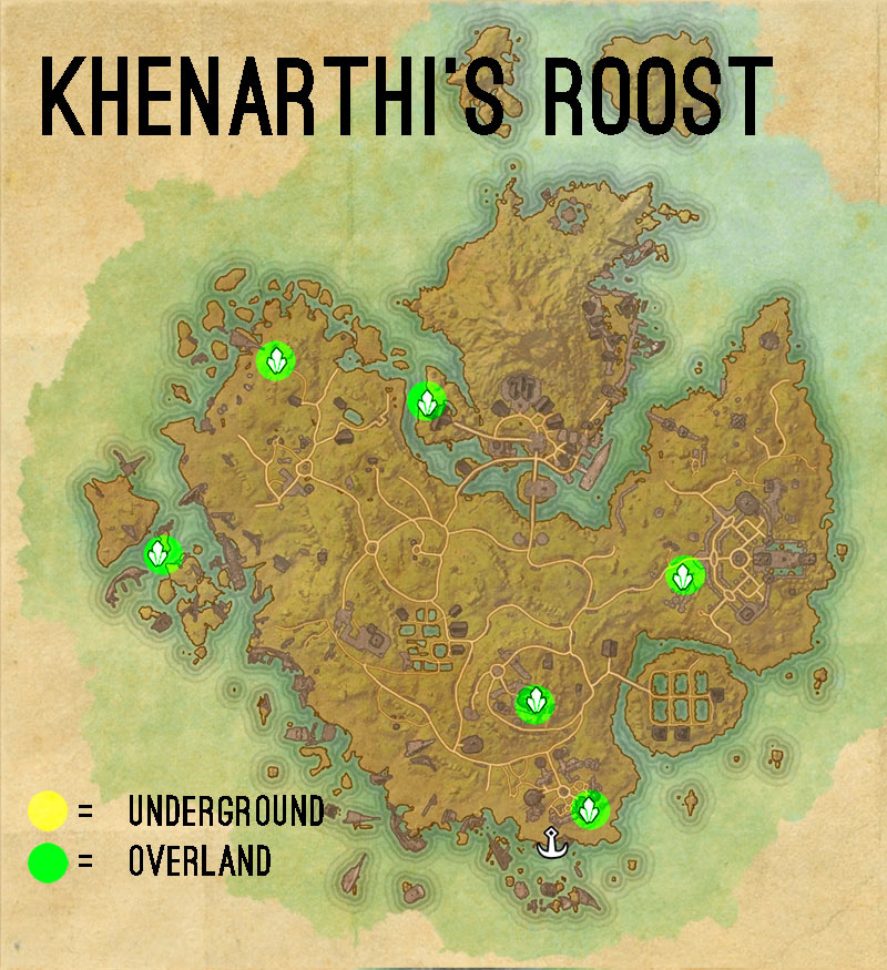 ESO The Underroot Delve Map with Skyshard and Boss location in Greenshade