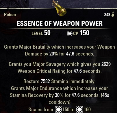 Essence of Weapon Power Potion ESO
