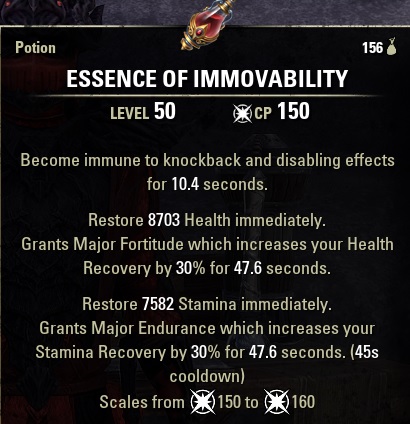 Essence of Immovability Potion HPSTAMCC ESO