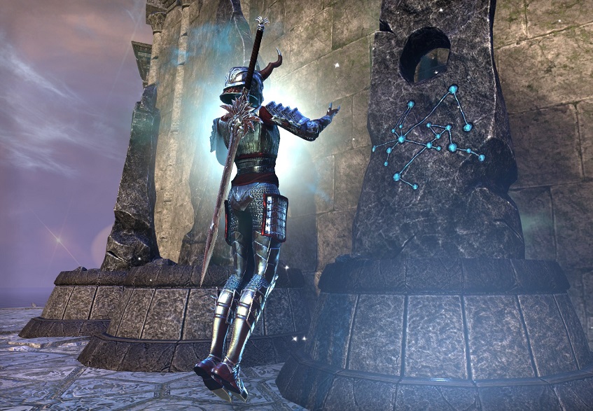 Character activating a Mundus Stone in ESO