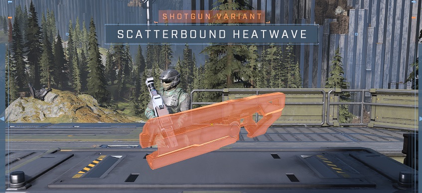 Equip Scatterbound Heatwave at any FOB in halo infinite
