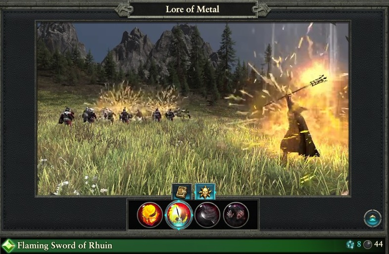 Flaming Sword of Rhuin spell lore of metal warhammer magic type