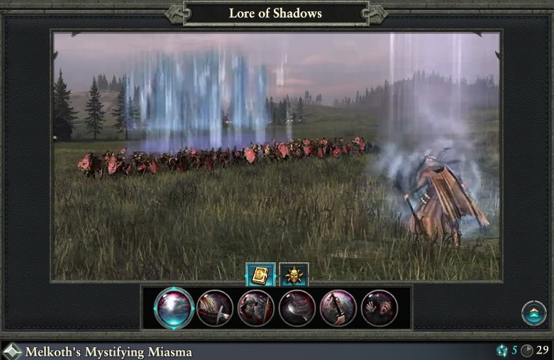 Melkoths Mystifying Miasma spell lore of shadows warhammer magic type