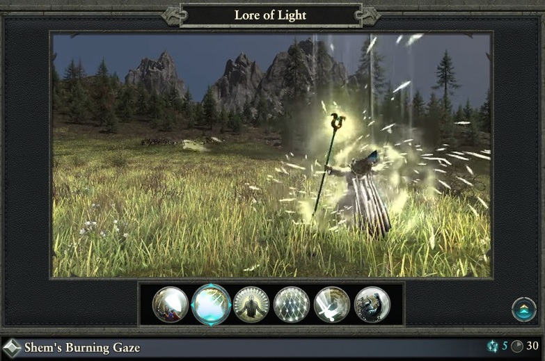 Shem's Burning Gaze spell lore of light warhammer magic type