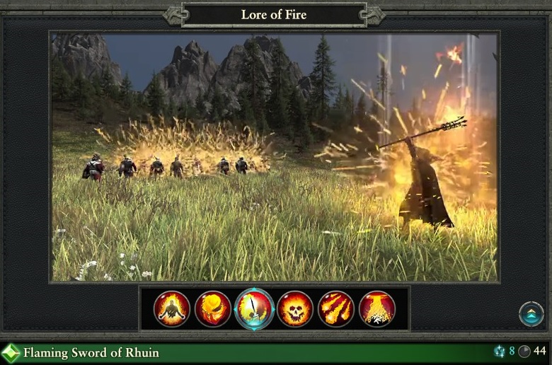 flaming sword of rhuin spell lore of fire warhammer magic type