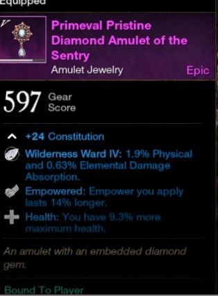 Primeval Pristine Diamond Amulet of the Sentry
