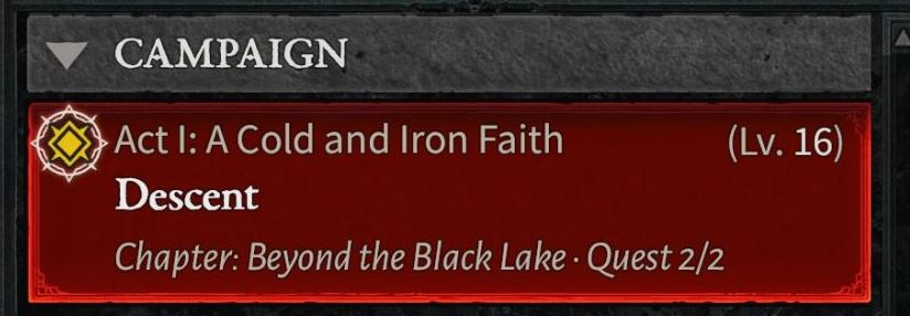 The descent story quest Diablo 4