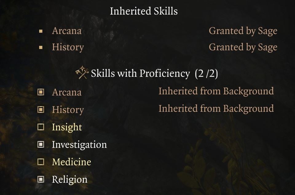 Baldur's Gate 3 Wizard Build Skills