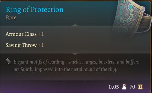 Ring of Protection extra AC for Monk Build BG3
