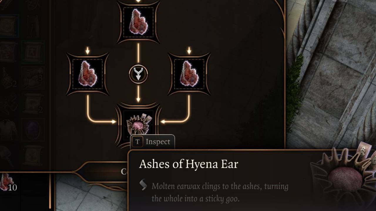 Ashes of Hyena Ear alchemy for Potion of Speed BG3