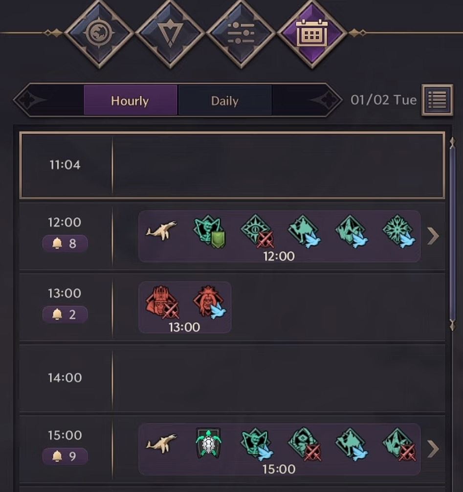 Throne & Liberty Event Timetable