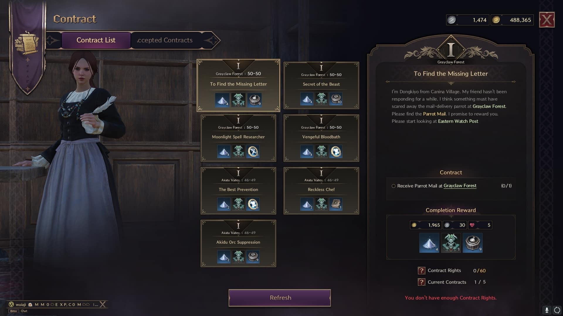 Throne and Liberty Contracts Menu