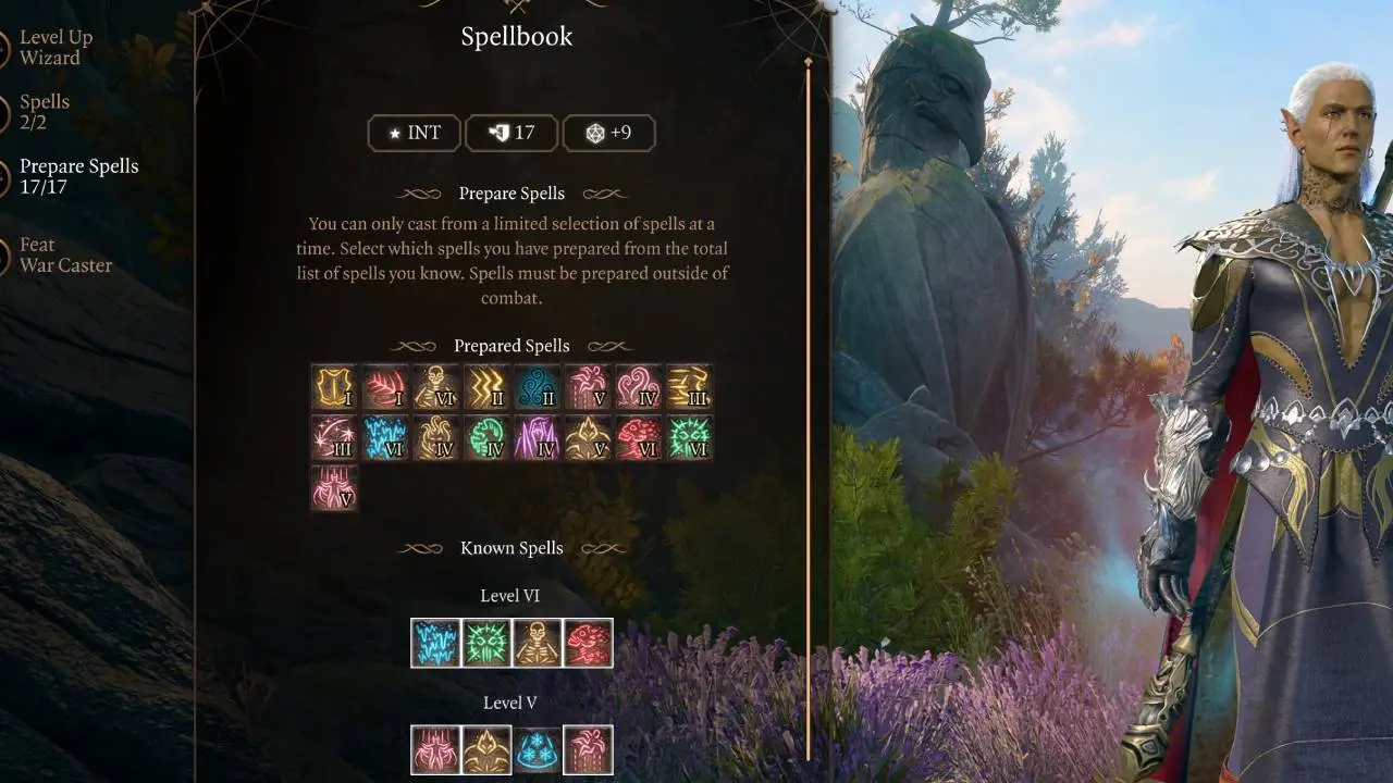 BG3 Necromancer Build prepared spells level 12 max