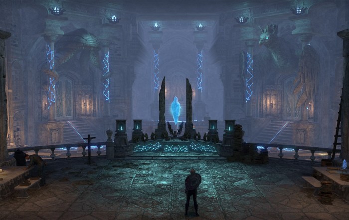 The Scholarium main hall, scribing altar and votary nahlia Scribing System ESO