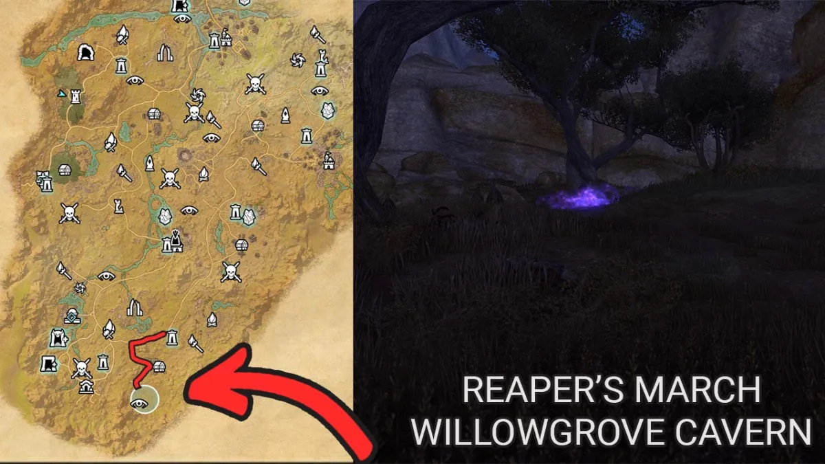 Location of the Dragons door in Reaper's March, in Willowgrove Cavern