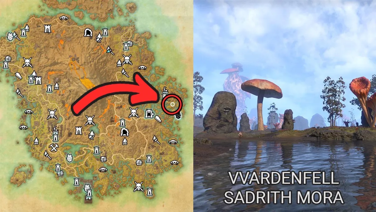 Location of the Netchs Door, near Sadrith Mora in Vvardenfell.
