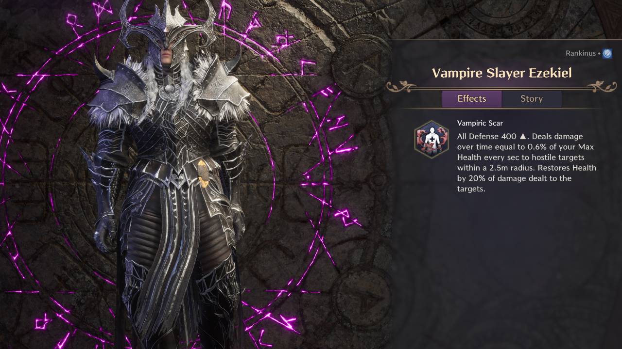 Vampire Slayer Ezekiel Guardian Vampiric Scar Skill Throne and LIberty