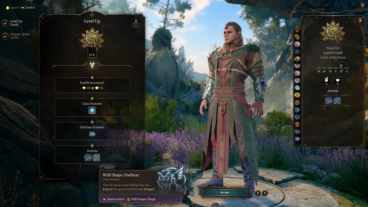 BG3 Halsin Build Owlbear Wild Shape Form