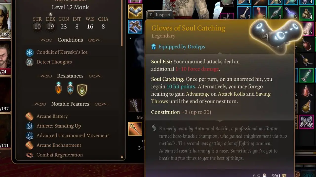 Gloves of Soulcatching BG3 Monk Build item