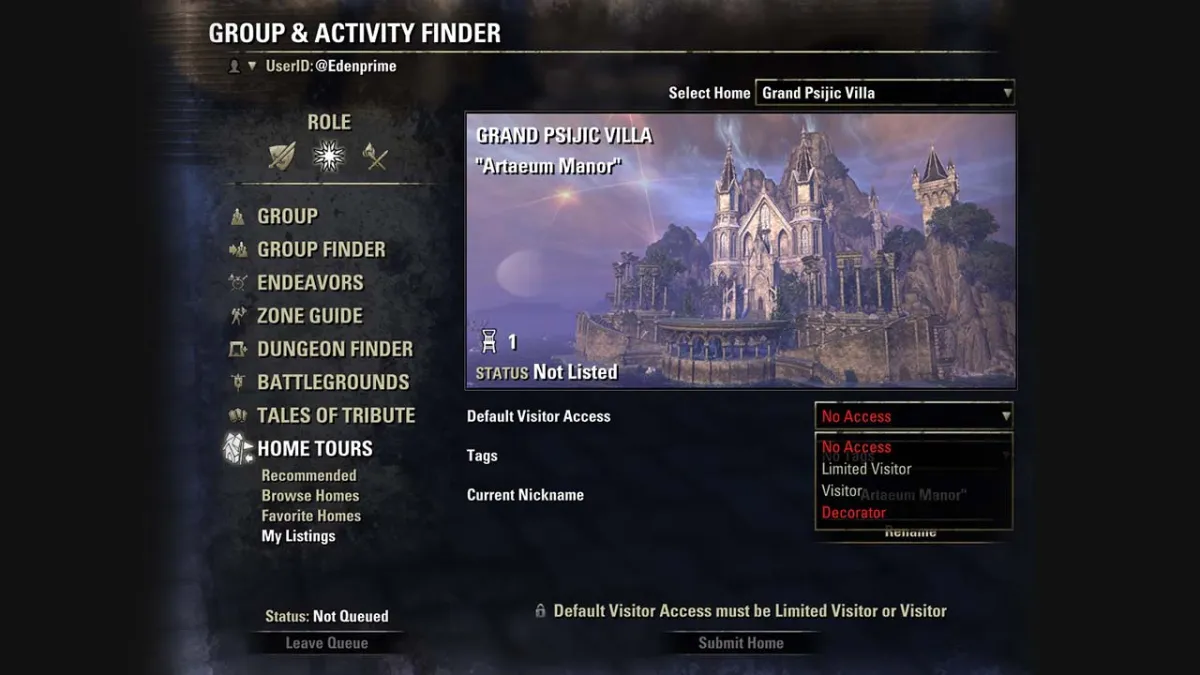 Choose your Default Visitor Access