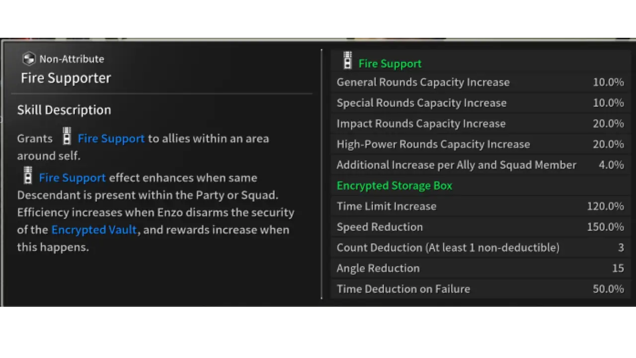 Fire Supporter Enzo passive The First Descendant