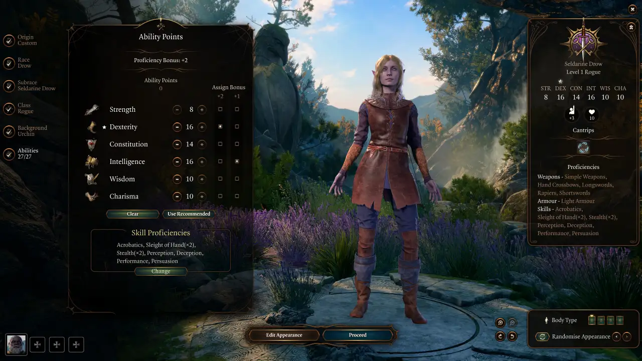 BG3 Arcane Trickster Build Starting Point