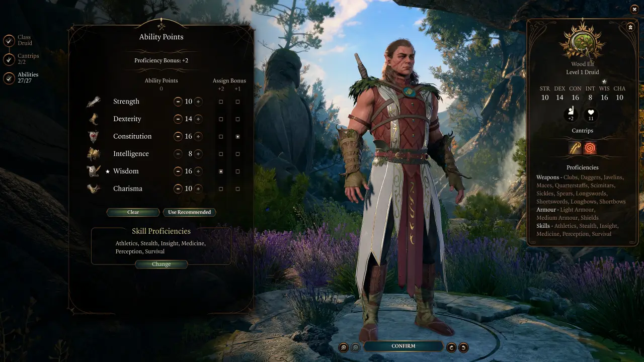 BG3 Halsin Build Starting Abilities