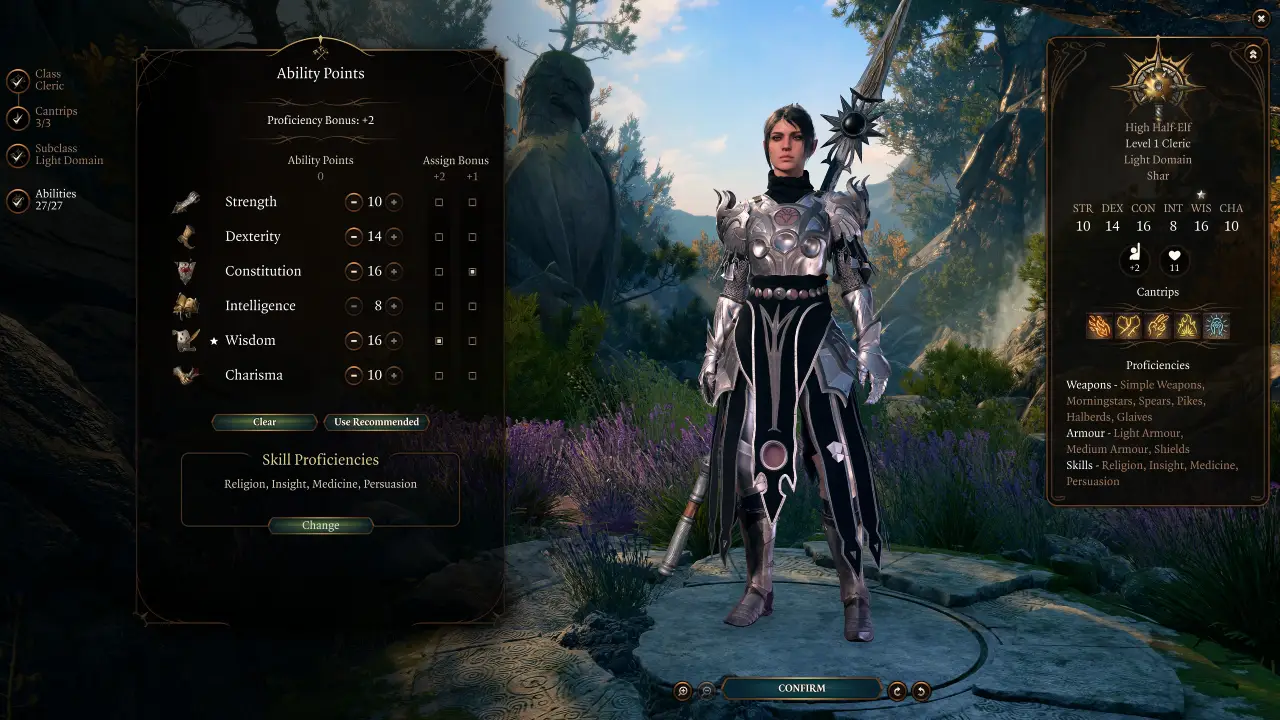 BG3 Shadowheart Build Starting Abilities