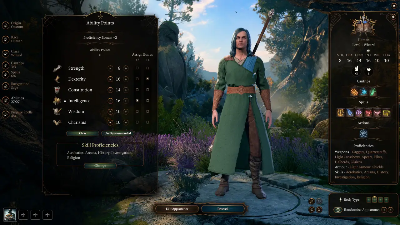 BG3 Wizard Build Character Creation