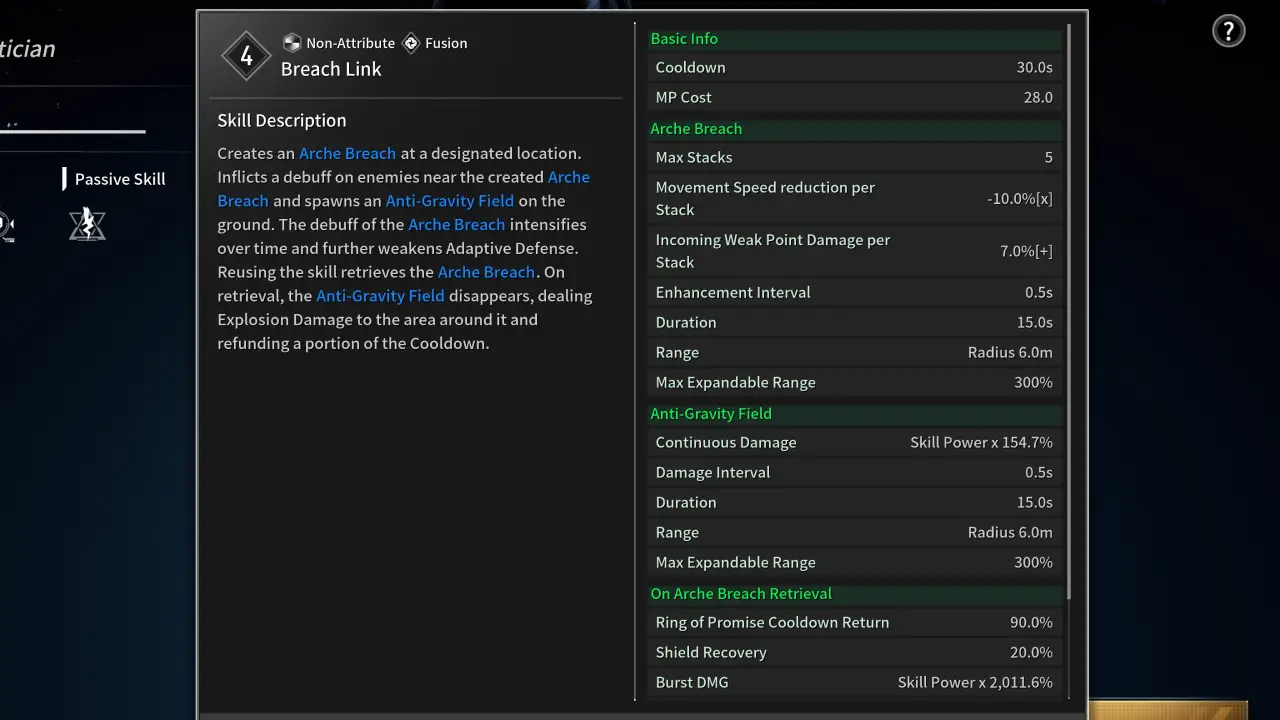 Breack Link skill Nell TFD