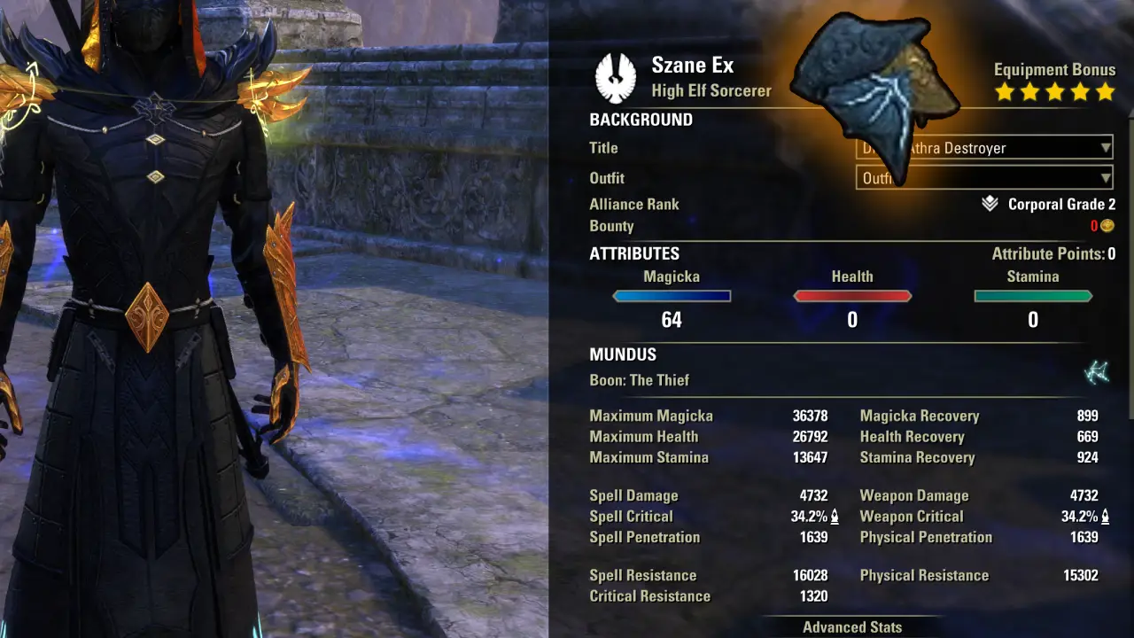 ESO Sorcerer Subclassing Build Stats with Rakkhat's Voidmantle Mythic