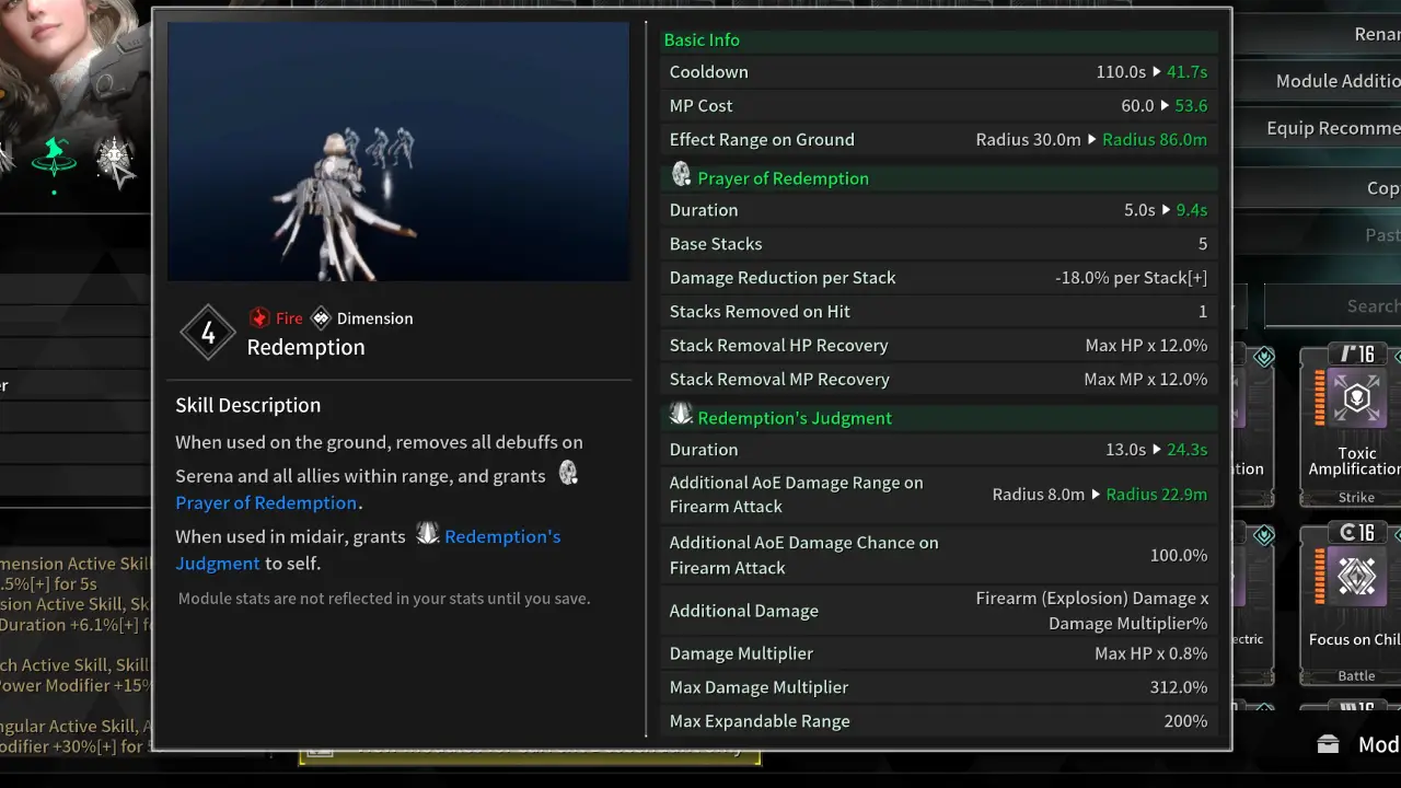 Serena Redemption Skill TFD