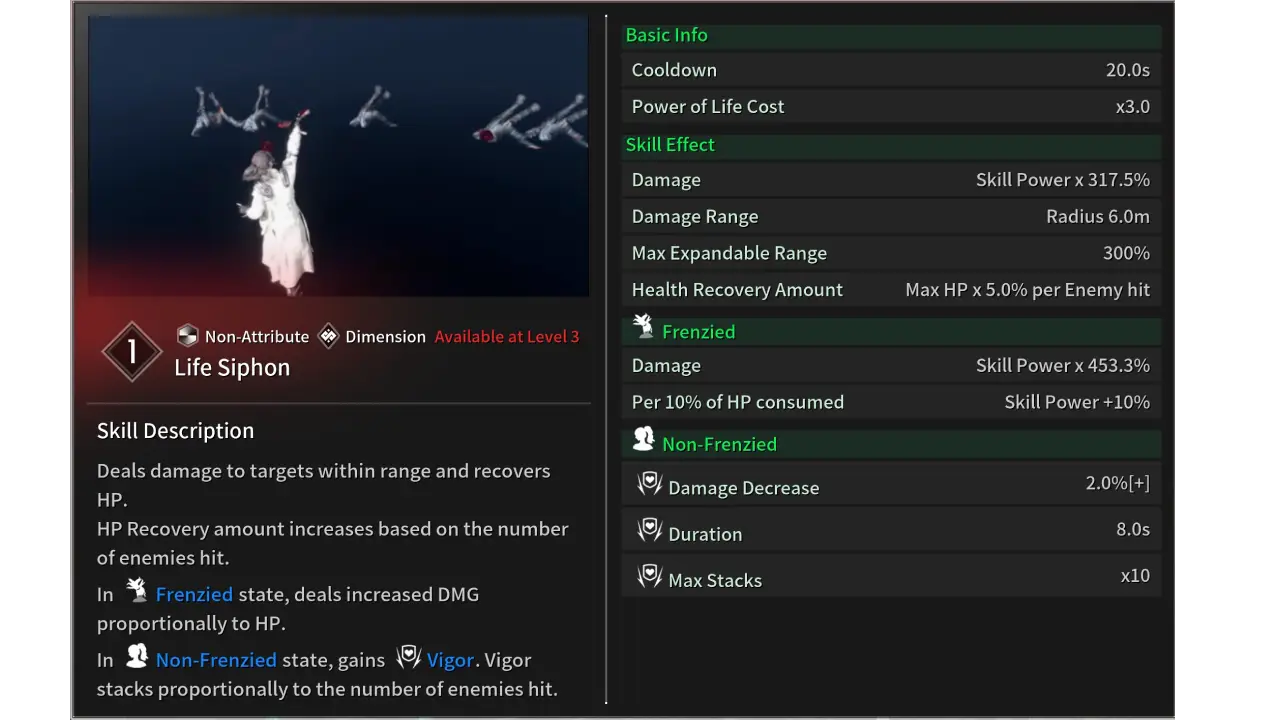 Life Siphon skill gley tfd