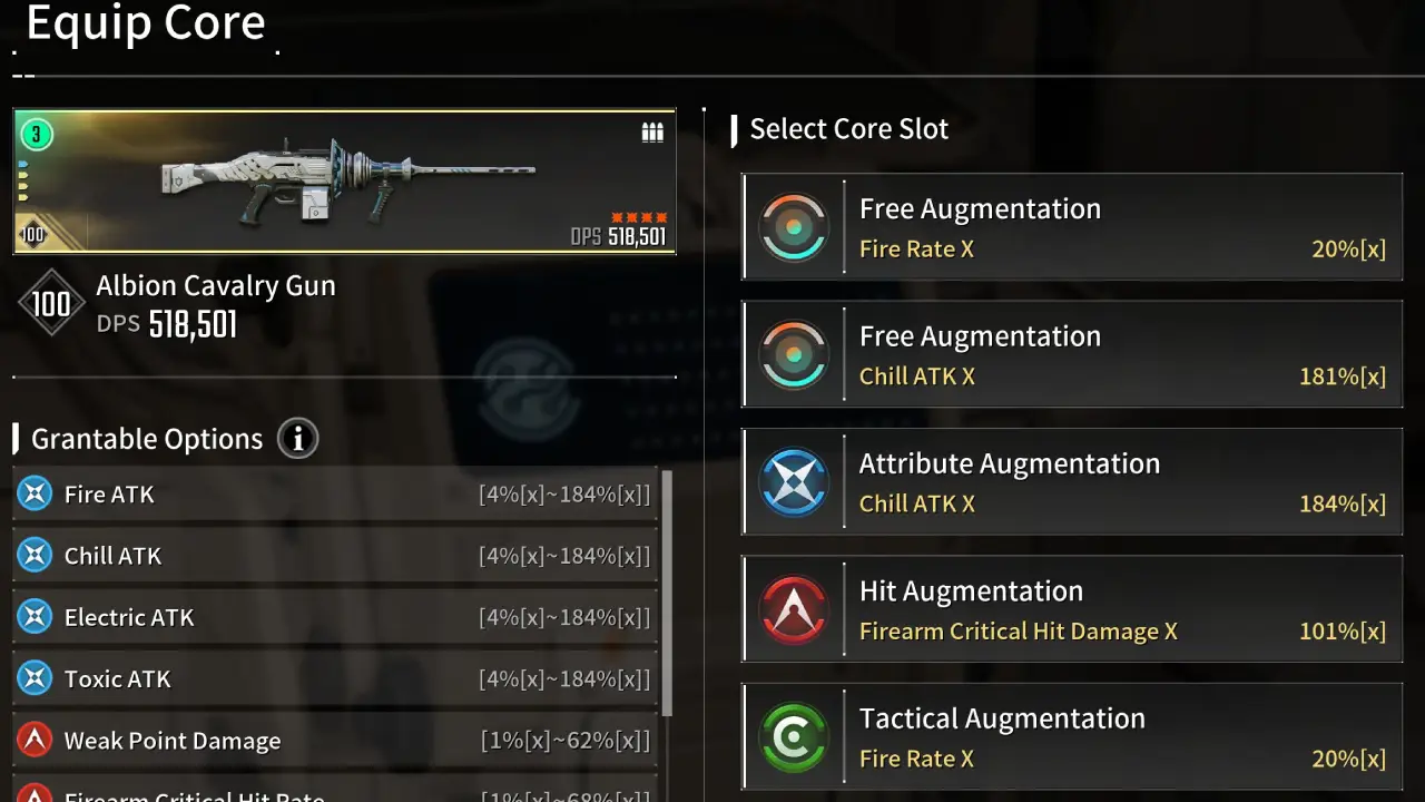 Albion cavalry Gun Weapon Cores setup TFD