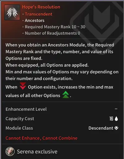 TFD Hopes Resolution ancestor module Serena