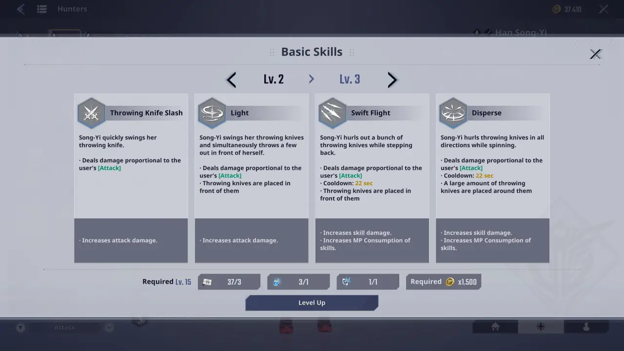 Slao Han SongYi Skill Upgrades