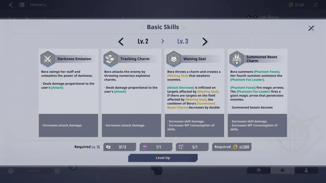 Slao Lee Bora Skill Upgrades