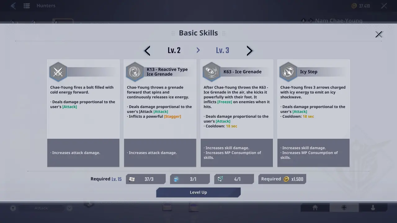 Slao Nam Chae Young Skill Upgrades