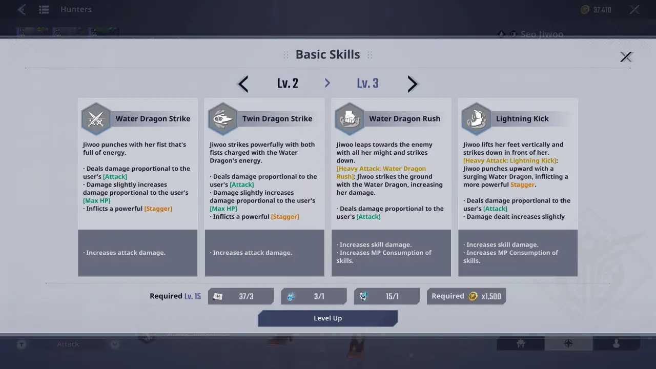 Slao Seo Jiwoo Skill Upgrades