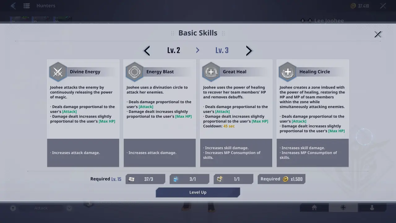 slao Lee Joohee Skill Upgrades