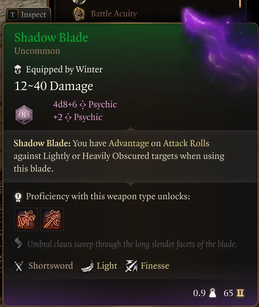 BG3 Shadow Blade Weapon