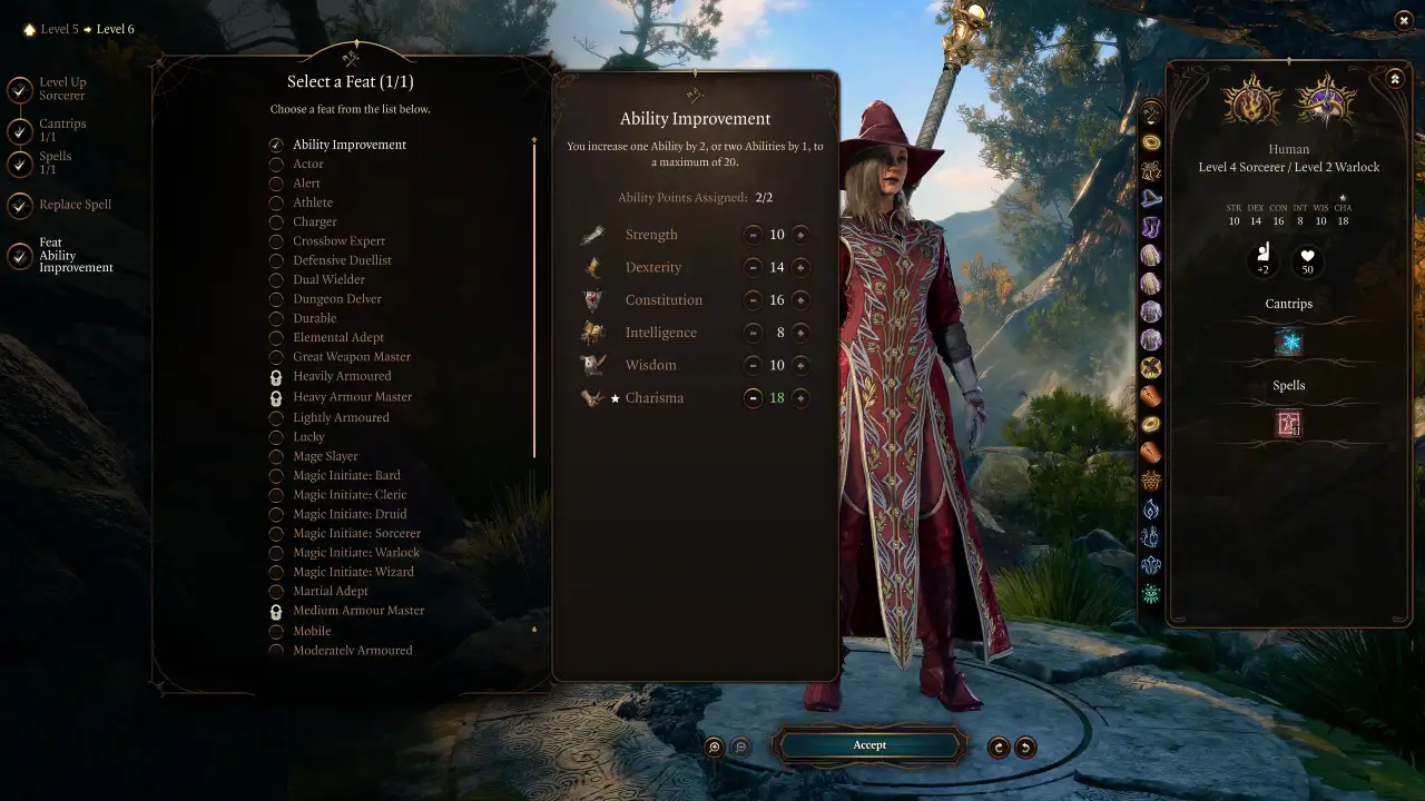 BG3 Sorlock Level 6 Feat