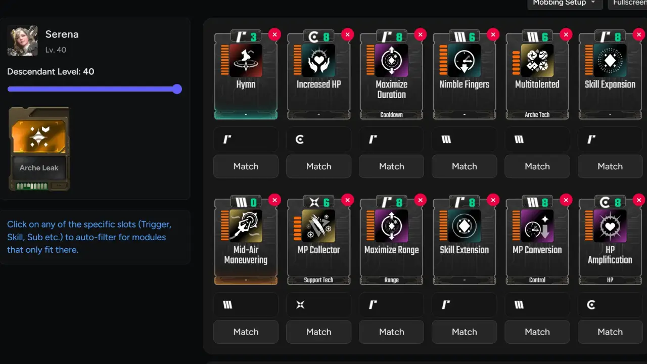 TFD Serena Build Module Setup Mobbing